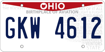 OH license plate GKW4612