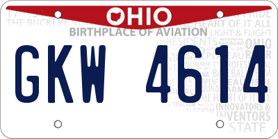 OH license plate GKW4614