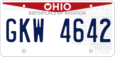 OH license plate GKW4642