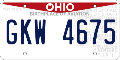 OH license plate GKW4675