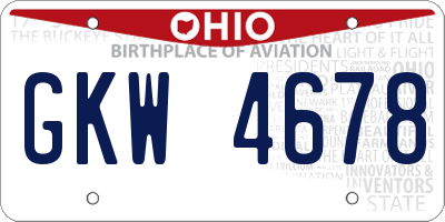 OH license plate GKW4678