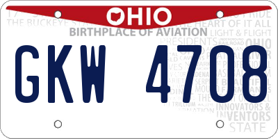 OH license plate GKW4708