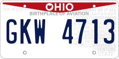 OH license plate GKW4713