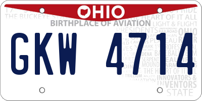 OH license plate GKW4714