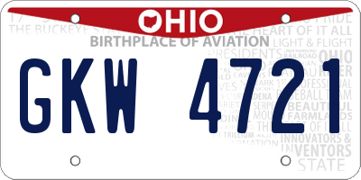 OH license plate GKW4721