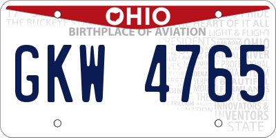 OH license plate GKW4765