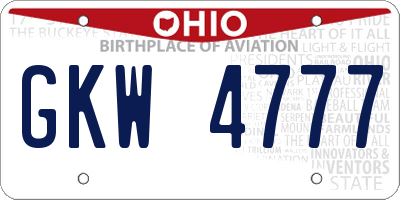 OH license plate GKW4777