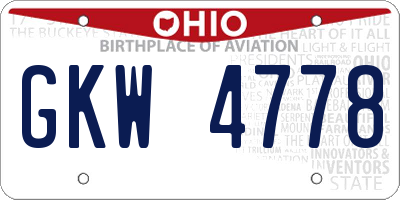 OH license plate GKW4778