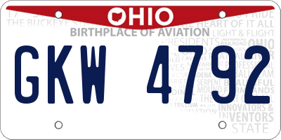 OH license plate GKW4792