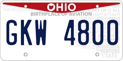 OH license plate GKW4800