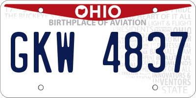 OH license plate GKW4837