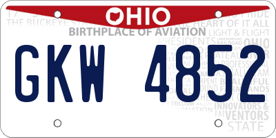OH license plate GKW4852
