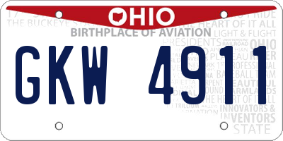 OH license plate GKW4911