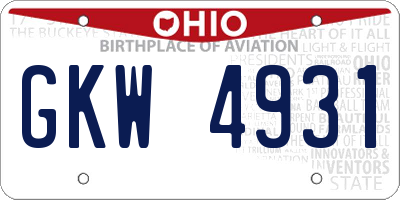 OH license plate GKW4931