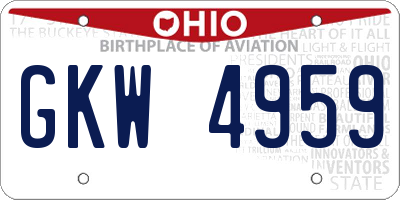 OH license plate GKW4959