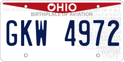 OH license plate GKW4972