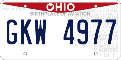 OH license plate GKW4977