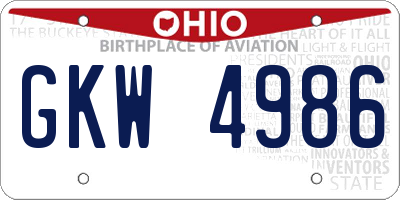 OH license plate GKW4986