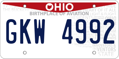 OH license plate GKW4992