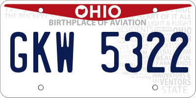 OH license plate GKW5322
