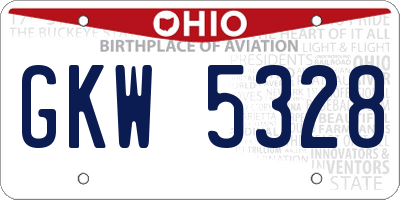 OH license plate GKW5328