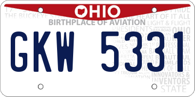 OH license plate GKW5331