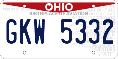 OH license plate GKW5332