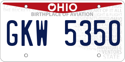 OH license plate GKW5350
