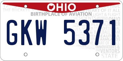 OH license plate GKW5371