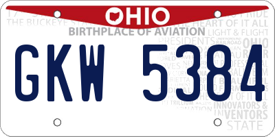 OH license plate GKW5384