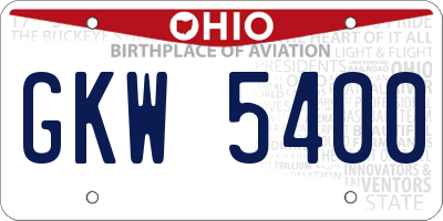 OH license plate GKW5400