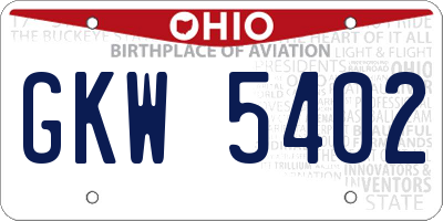 OH license plate GKW5402