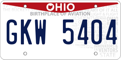 OH license plate GKW5404