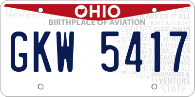 OH license plate GKW5417