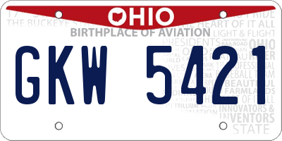 OH license plate GKW5421