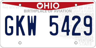 OH license plate GKW5429