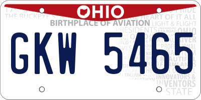 OH license plate GKW5465