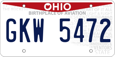 OH license plate GKW5472