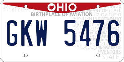 OH license plate GKW5476