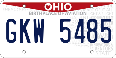 OH license plate GKW5485
