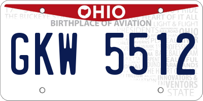 OH license plate GKW5512