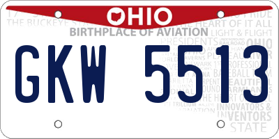 OH license plate GKW5513