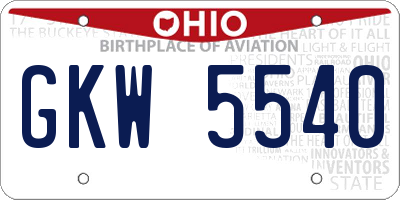 OH license plate GKW5540