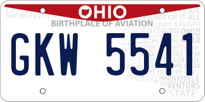 OH license plate GKW5541
