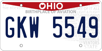 OH license plate GKW5549