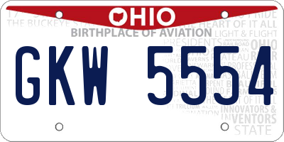 OH license plate GKW5554