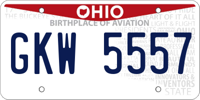 OH license plate GKW5557