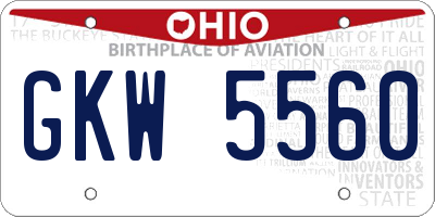 OH license plate GKW5560
