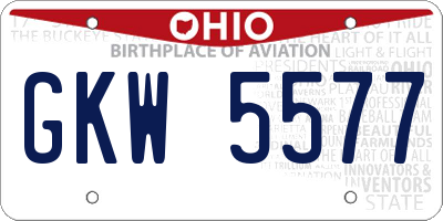OH license plate GKW5577
