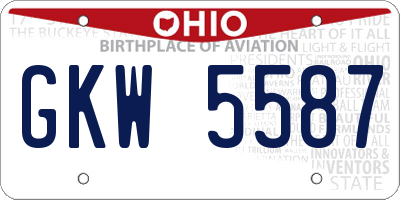 OH license plate GKW5587